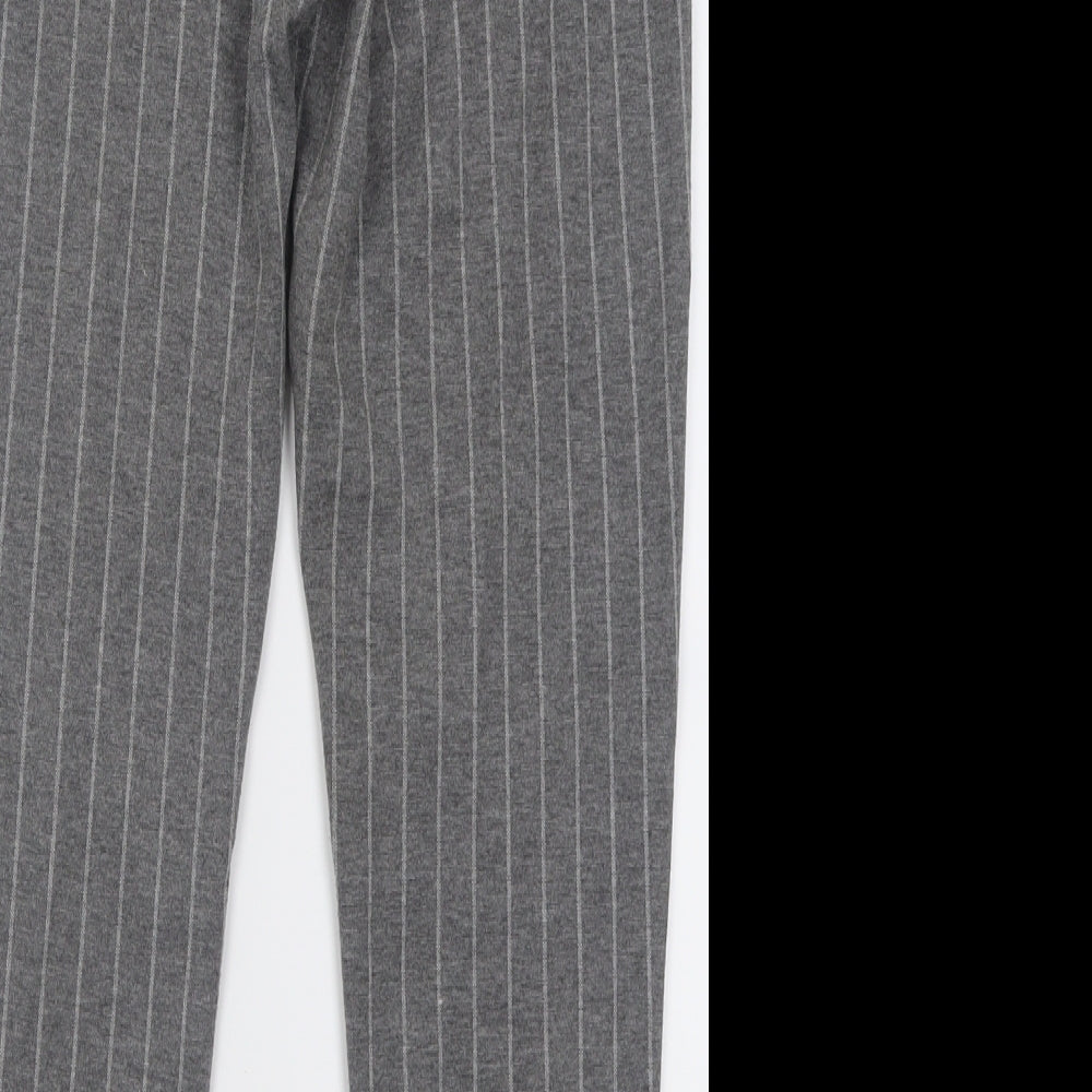 Pull&Bear Womens Grey Striped Polyester Trousers  Size S L26 in Regular