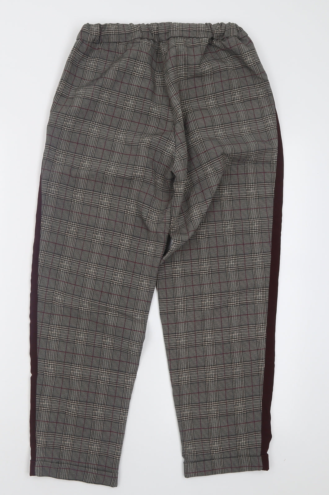 Pull&Bear Womens Grey Check Polyester Trousers  Size S L26 in Regular