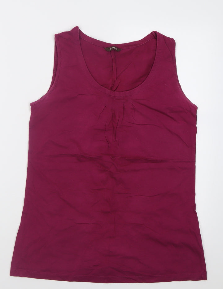 Savoir Womens Purple  Cotton Basic Tank Size 10 Scoop Neck