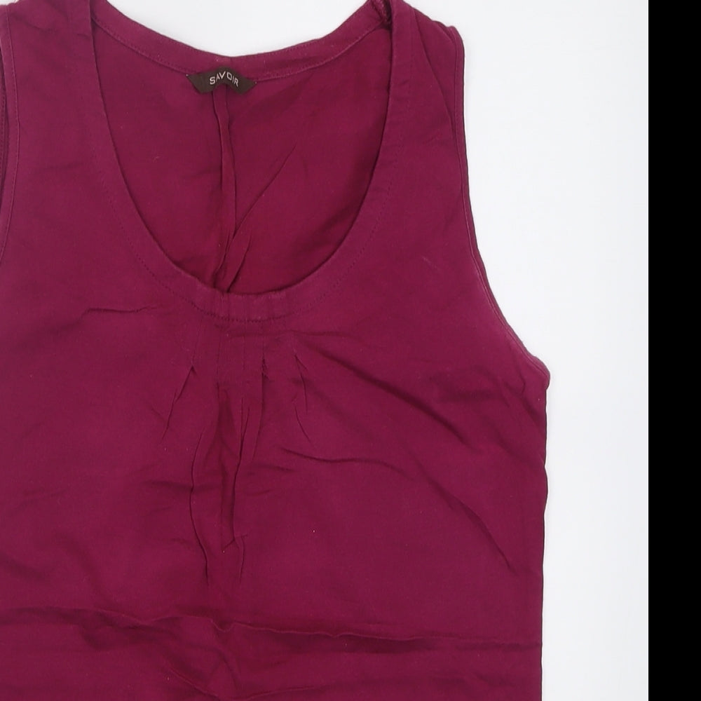 Savoir Womens Purple  Cotton Basic Tank Size 10 Scoop Neck