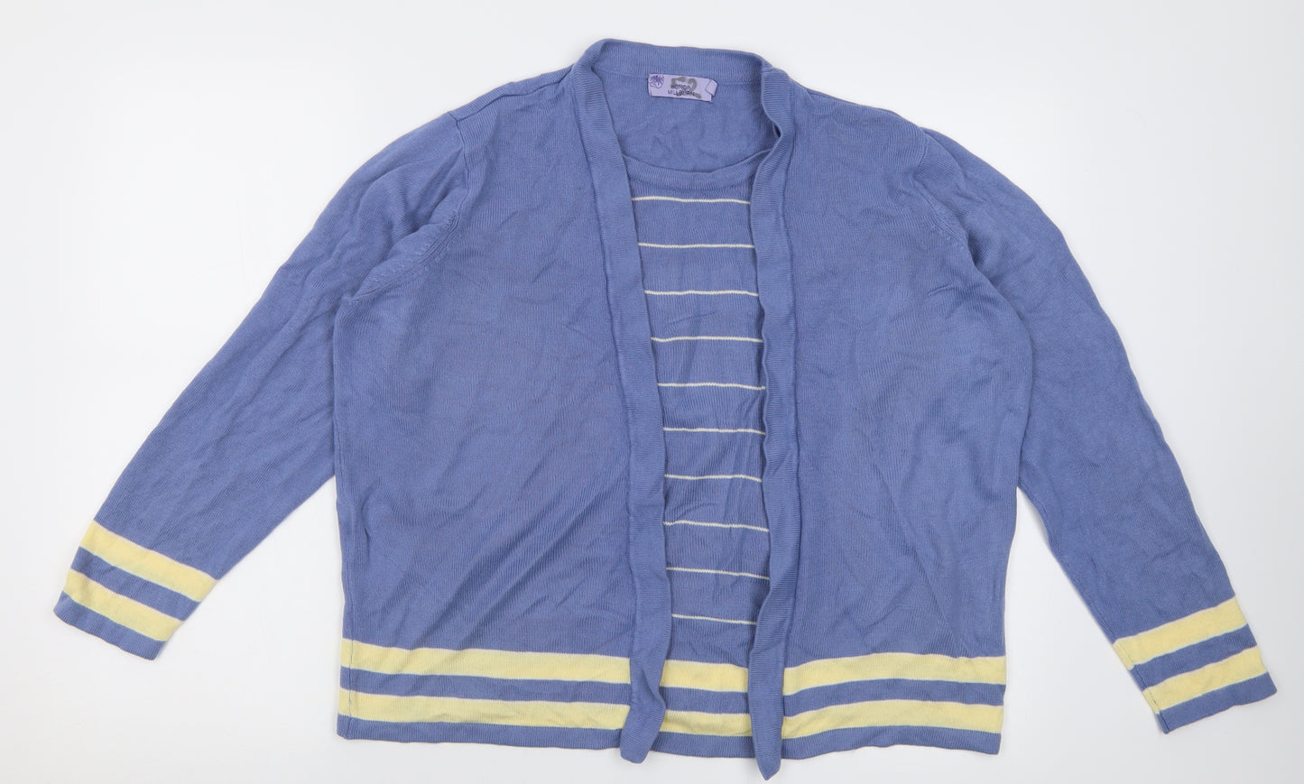Honor Milburn Womens Blue Crew Neck Striped Acrylic Pullover Jumper Size 20