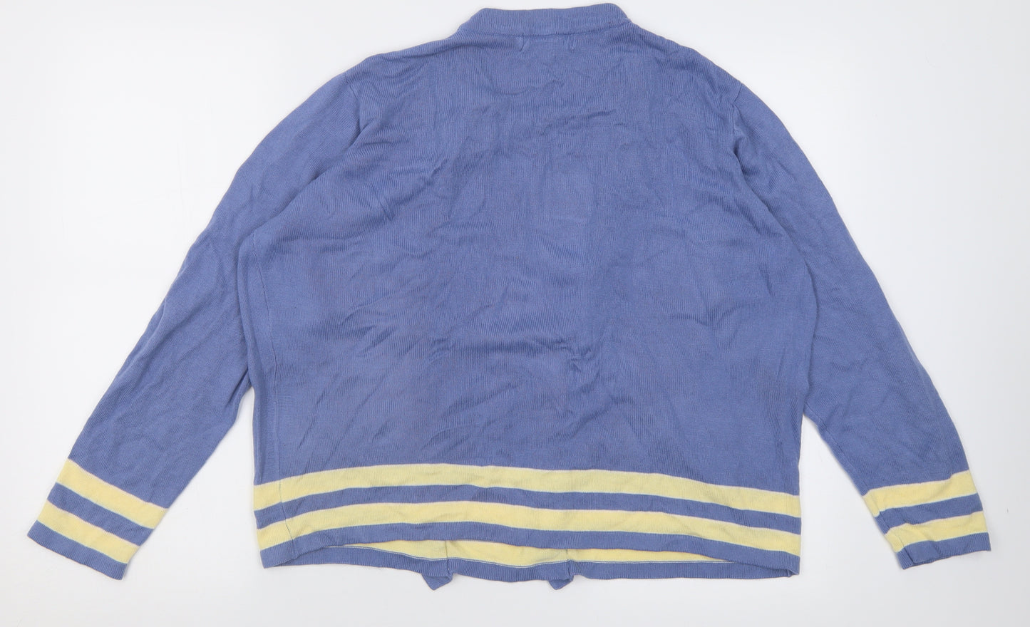 Honor Milburn Womens Blue Crew Neck Striped Acrylic Pullover Jumper Size 20