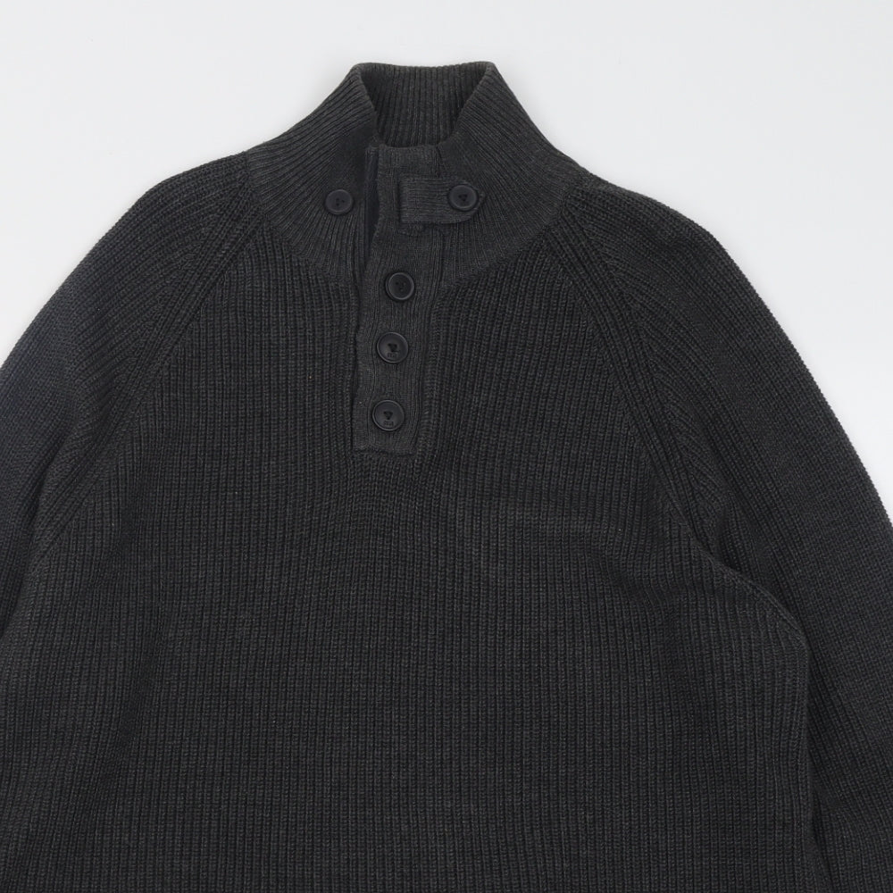 NEXT Mens Grey High Neck  Cotton Pullover Jumper Size XL