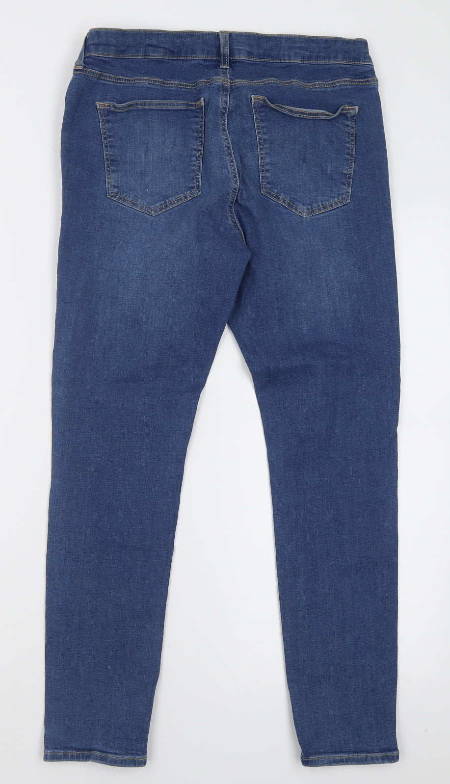 Topshop Womens Blue  Cotton Jegging Trousers Size 12 L30 in Regular