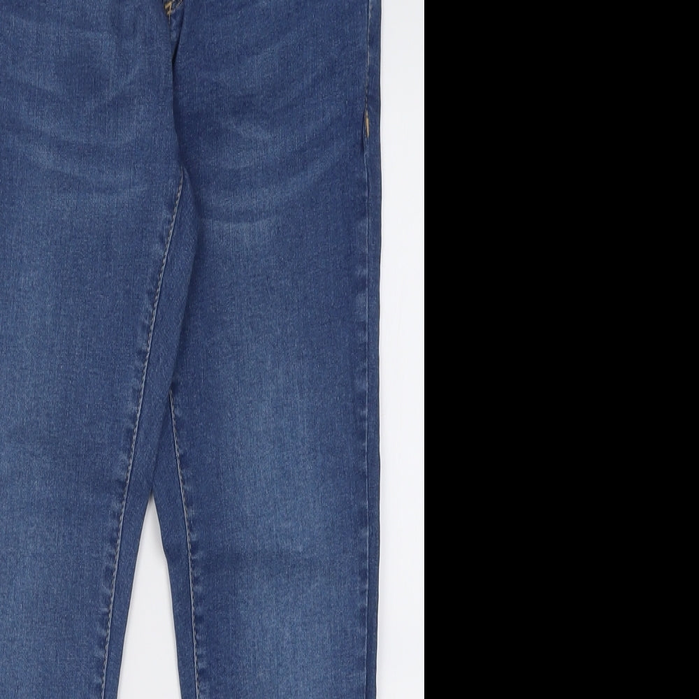 Topshop Womens Blue  Cotton Jegging Trousers Size 12 L30 in Regular