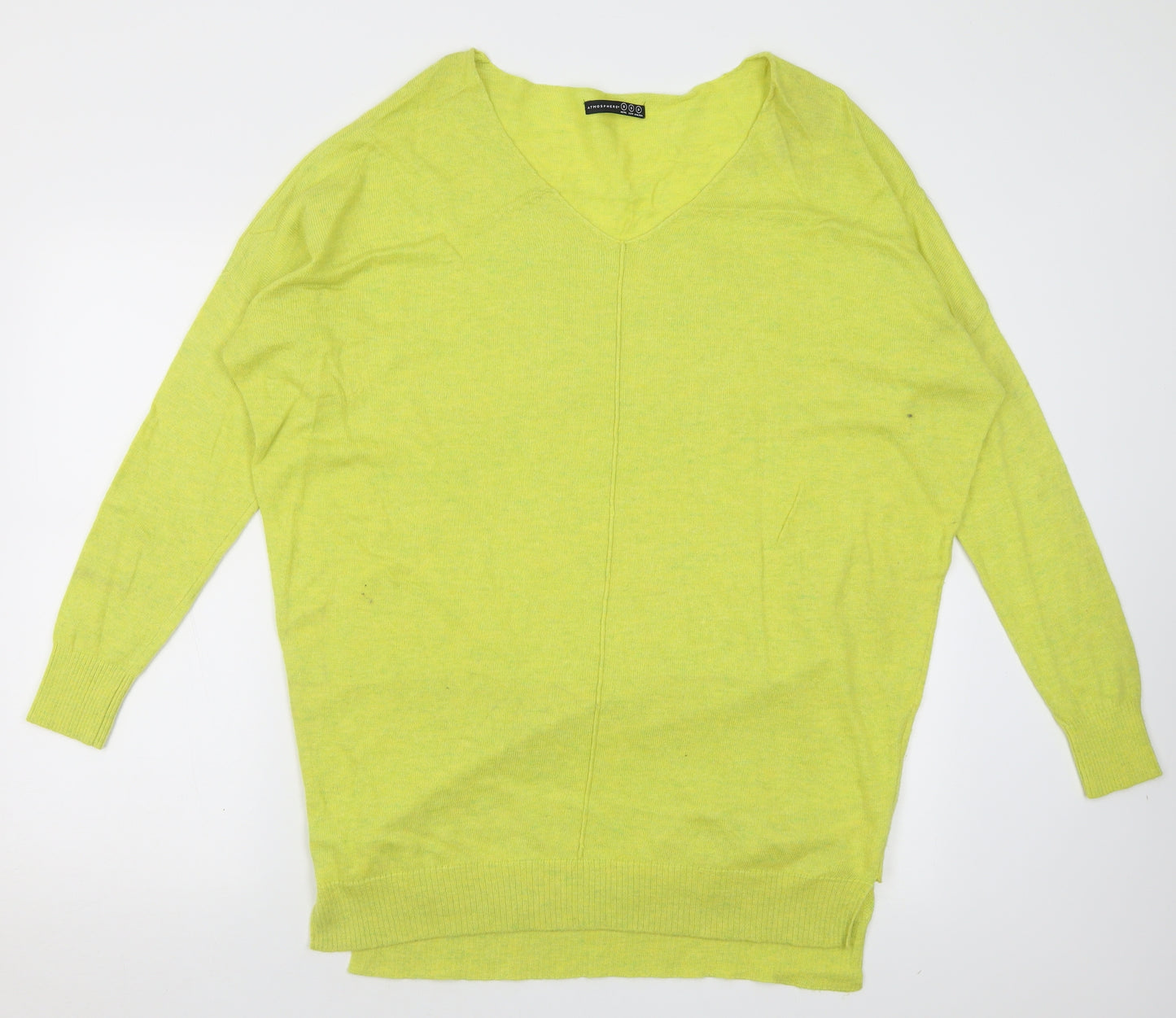 Atmosphere Womens Green V-Neck  Viscose Tunic Jumper Size S