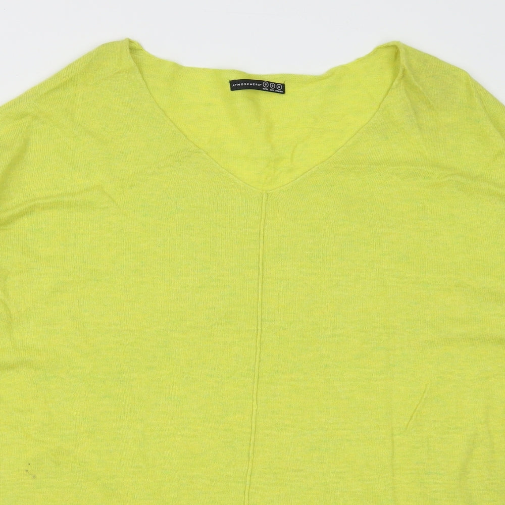 Atmosphere Womens Green V-Neck  Viscose Tunic Jumper Size S
