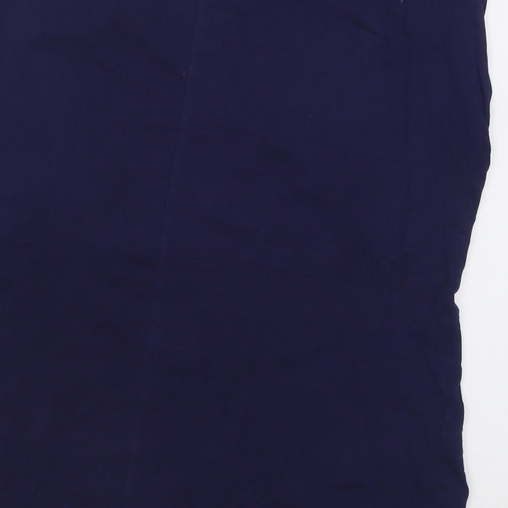Dorothy Perkins Womens Blue Floral Cotton Basic T-Shirt Size 12 Crew Neck - Butterfly Print