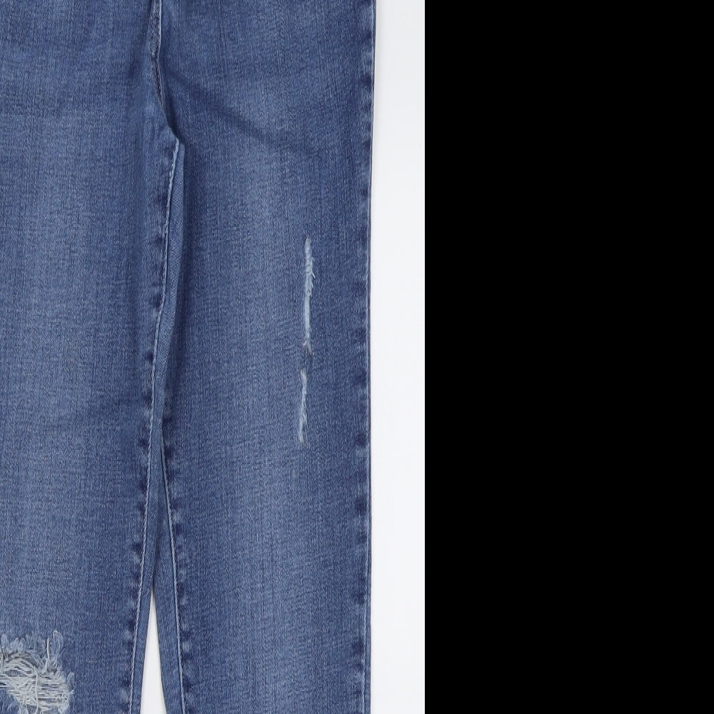 NEXT Womens Blue  Cotton Skinny Jeans Size 14 L28 in Regular Button
