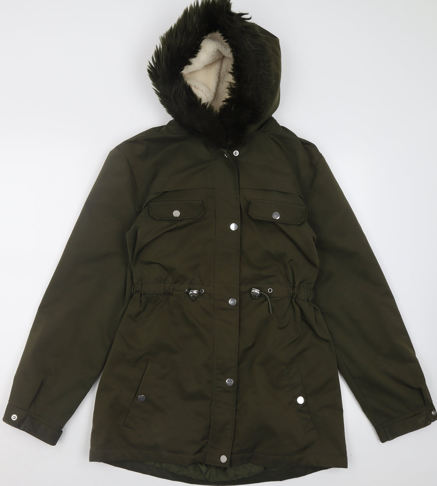 George Girls Green   Overcoat Coat Size 13-14 Years  Zip