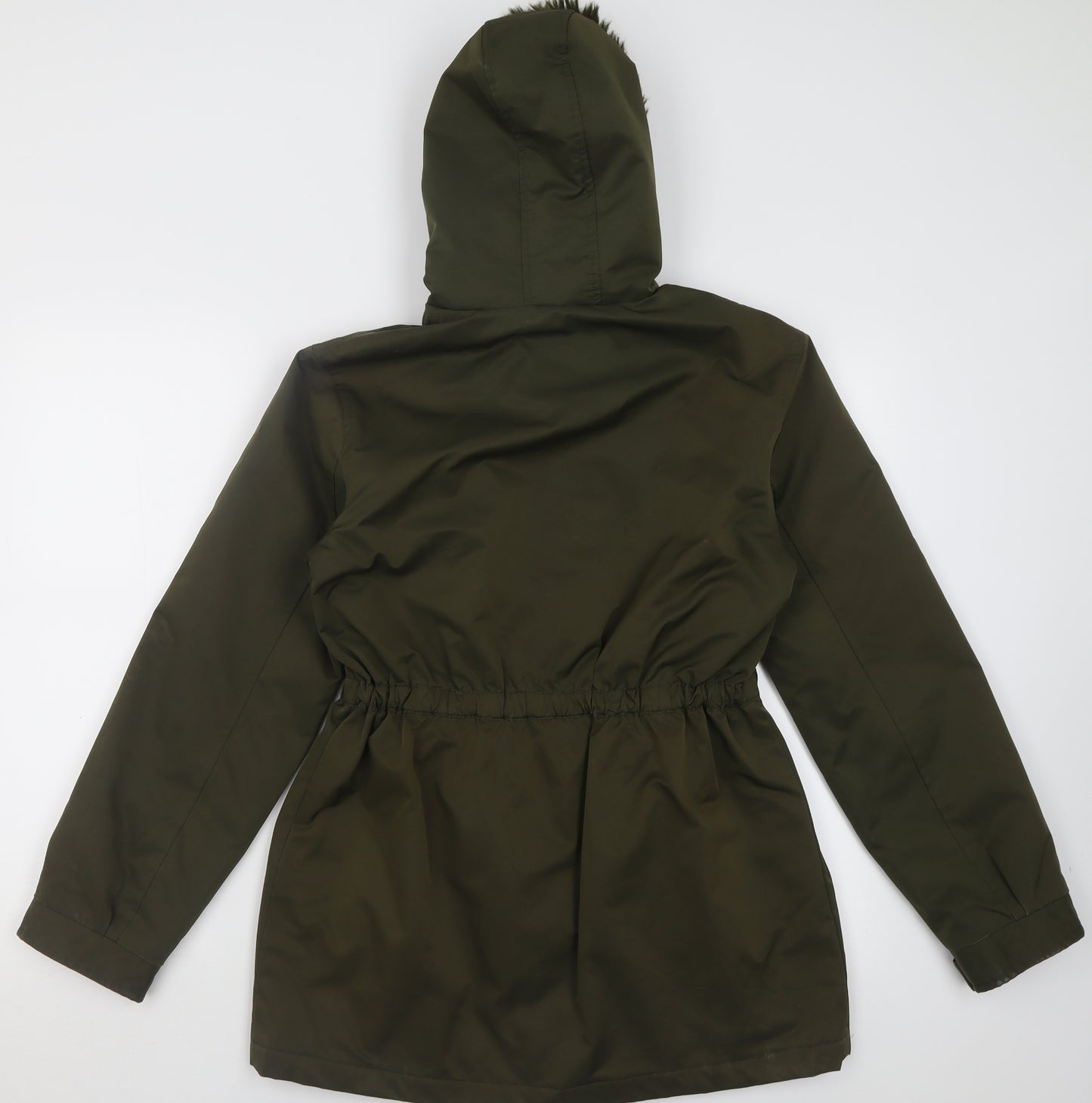 George Girls Green   Overcoat Coat Size 13-14 Years  Zip