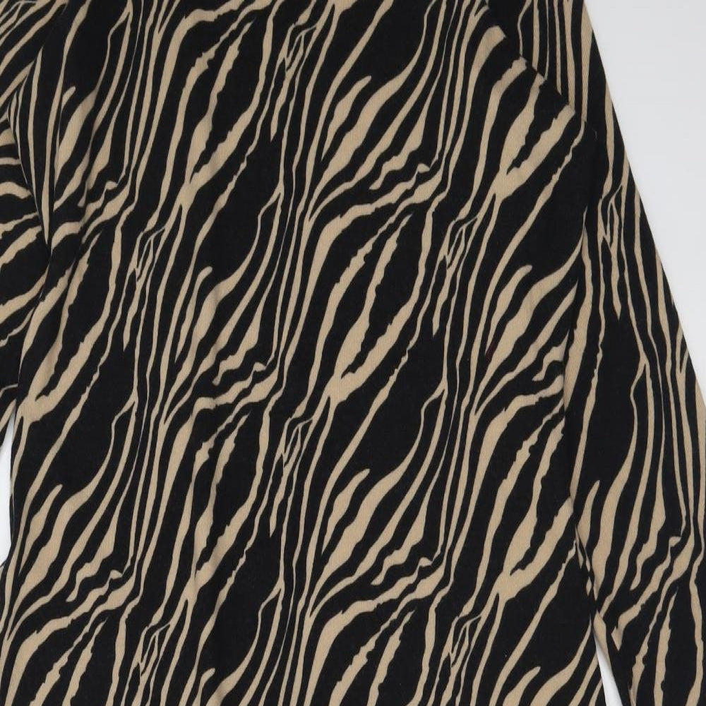 George Womens Beige Animal Print Polyester A-Line  Size 14  High Neck Pullover