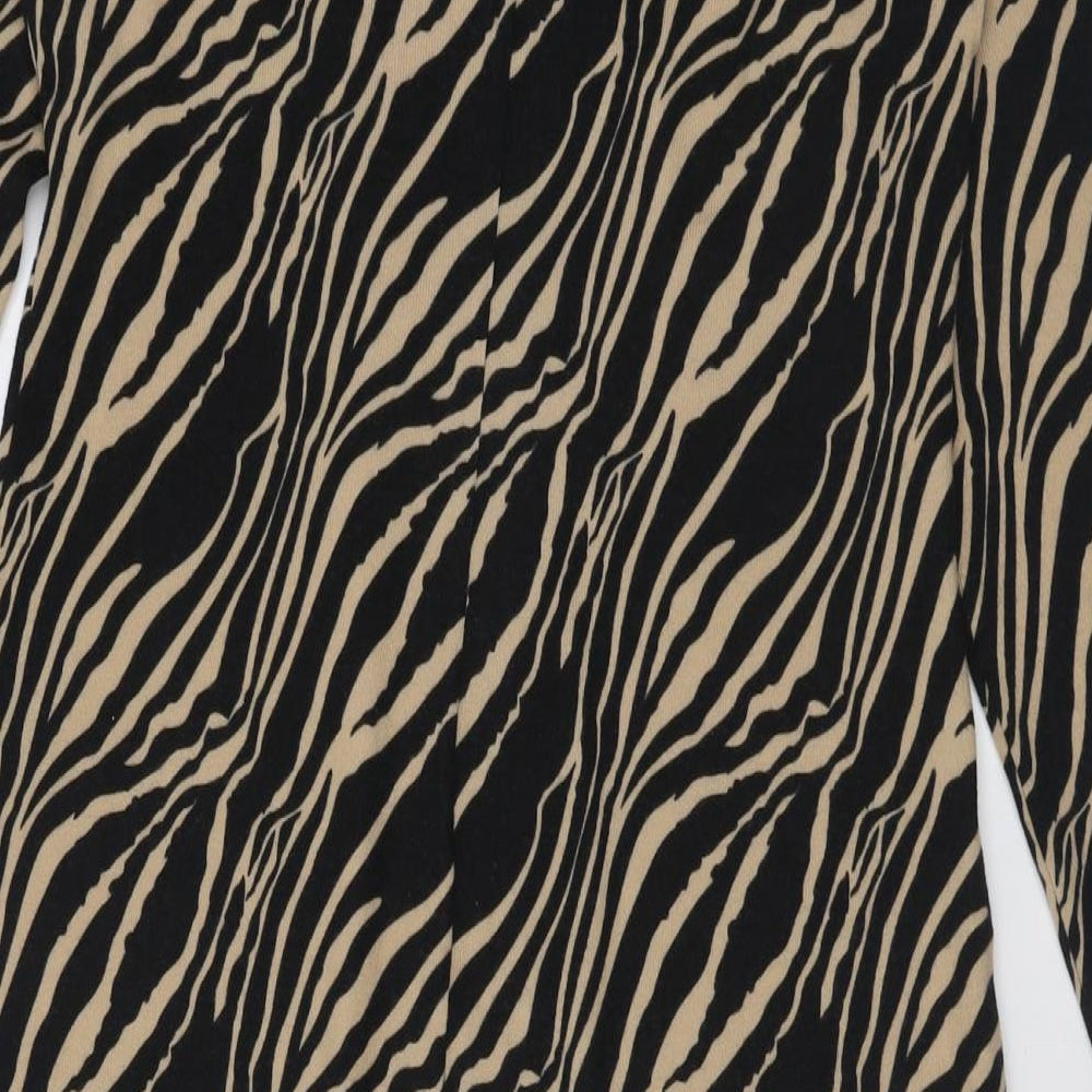 George Womens Beige Animal Print Polyester A-Line  Size 14  High Neck Pullover
