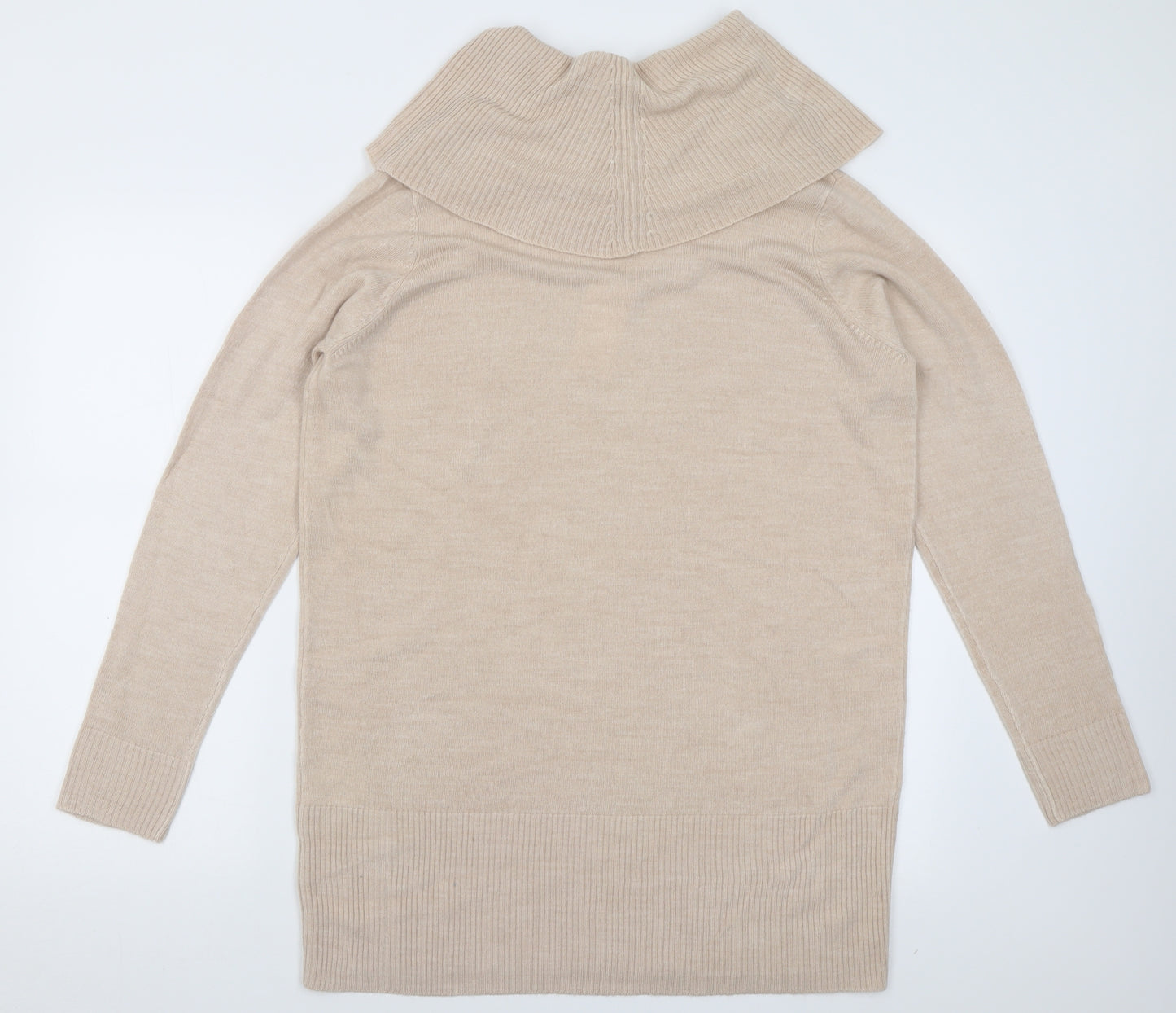 Papaya Womens Beige Roll Neck  Acrylic Tunic Jumper Size 16
