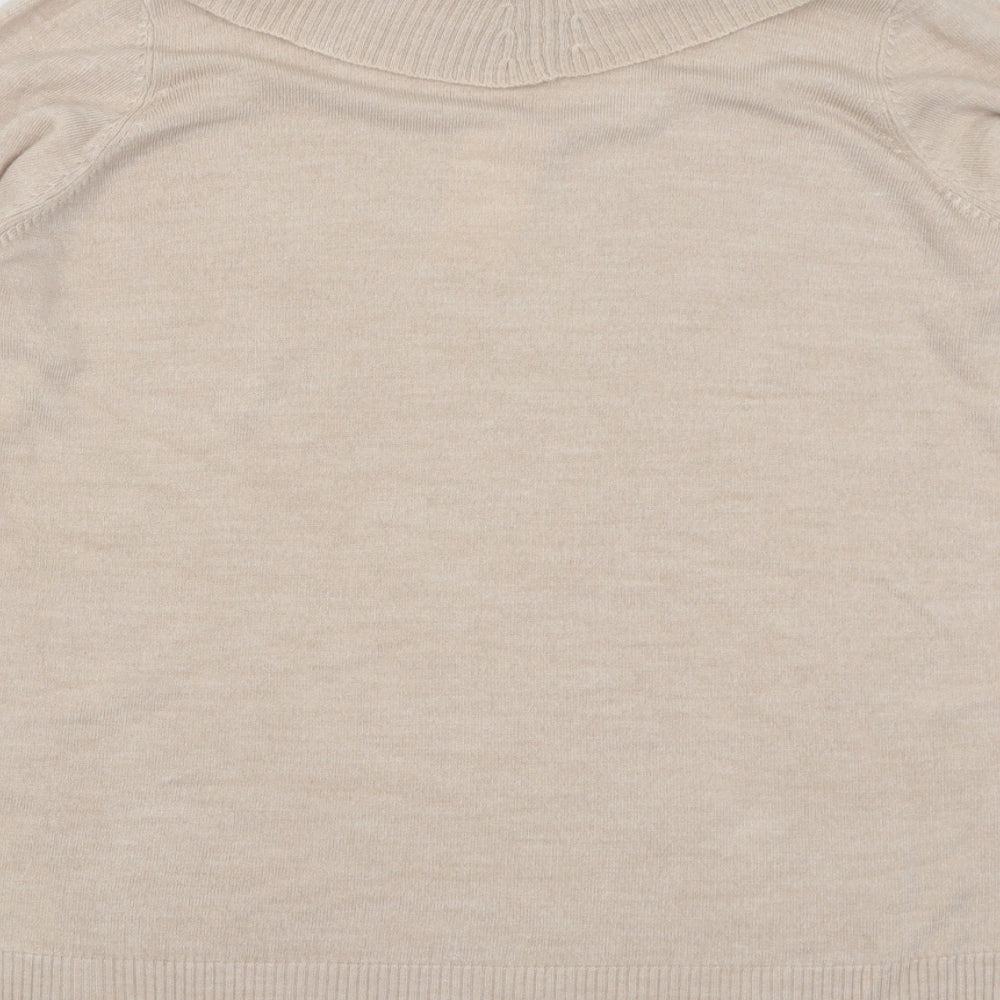 Papaya Womens Beige Roll Neck  Acrylic Tunic Jumper Size 16