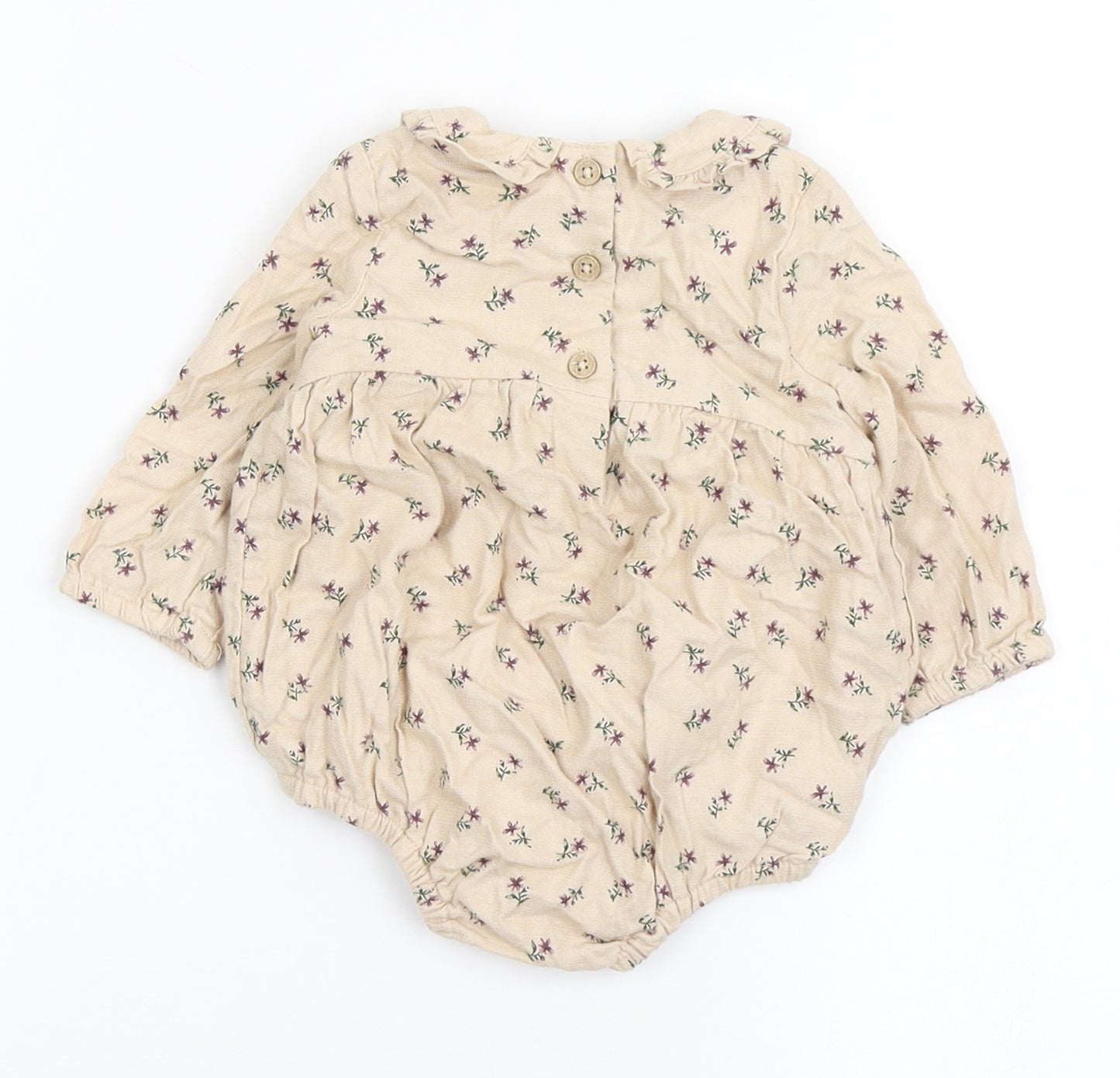 TU Girls Brown Floral Cotton Babygrow One-Piece Size 0-3 Months  Snap