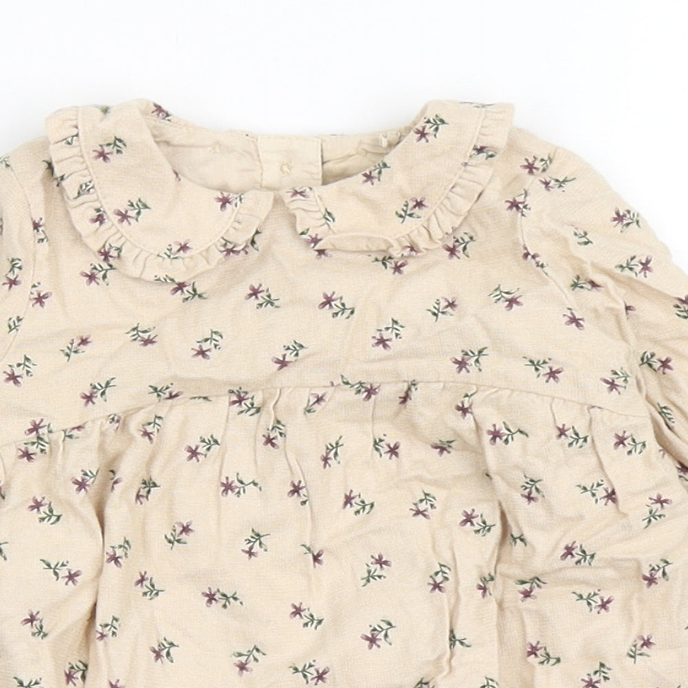 TU Girls Brown Floral Cotton Babygrow One-Piece Size 0-3 Months  Snap