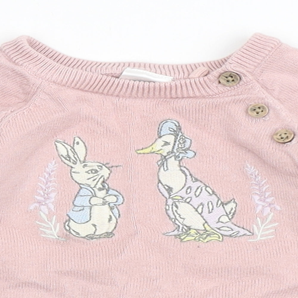 TU Girls Pink  100% Cotton Pullover Jumper Size 3-6 Months  Pullover - Peter Rabbit