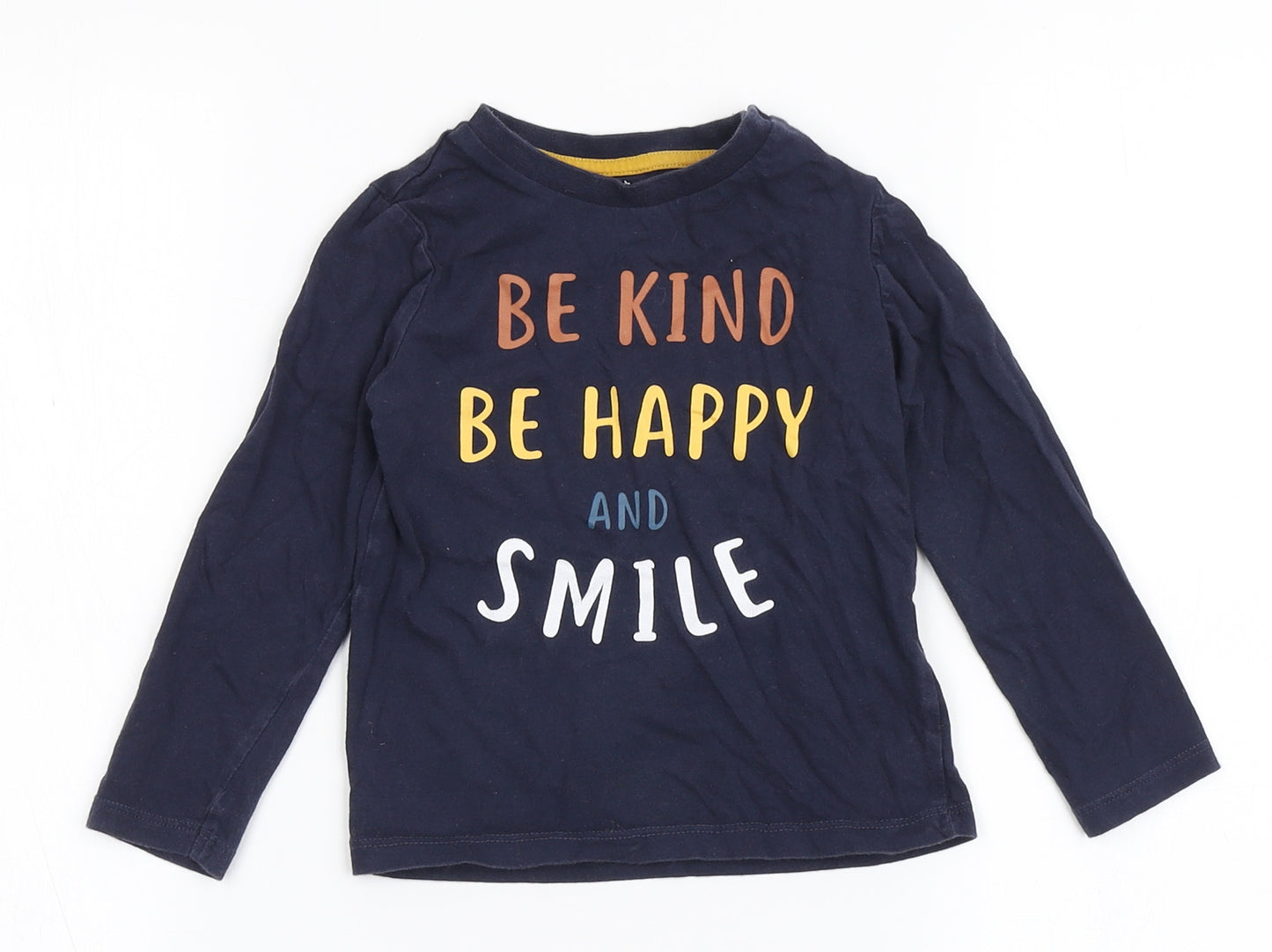 F&F Boys Blue  Cotton Basic T-Shirt Size 18-24 Months Roll Neck Pullover - Be Kind