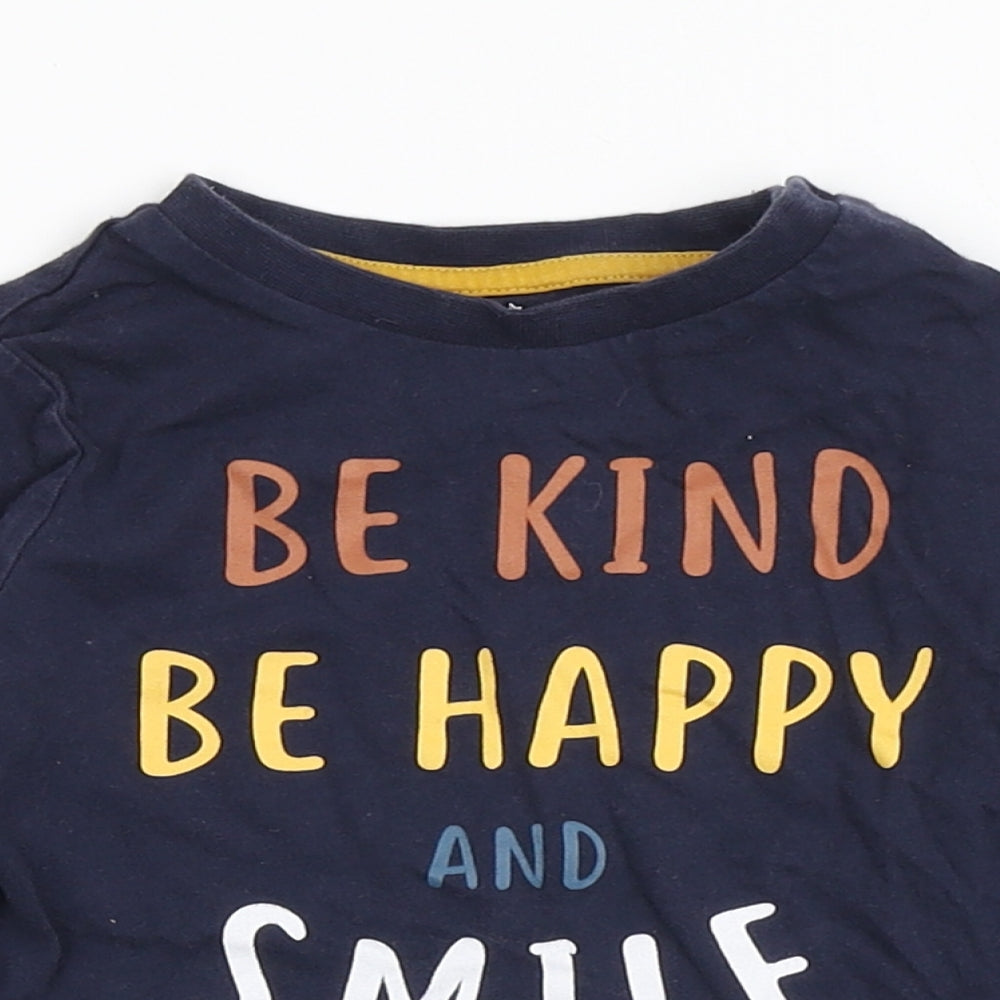 F&F Boys Blue  Cotton Basic T-Shirt Size 18-24 Months Roll Neck Pullover - Be Kind