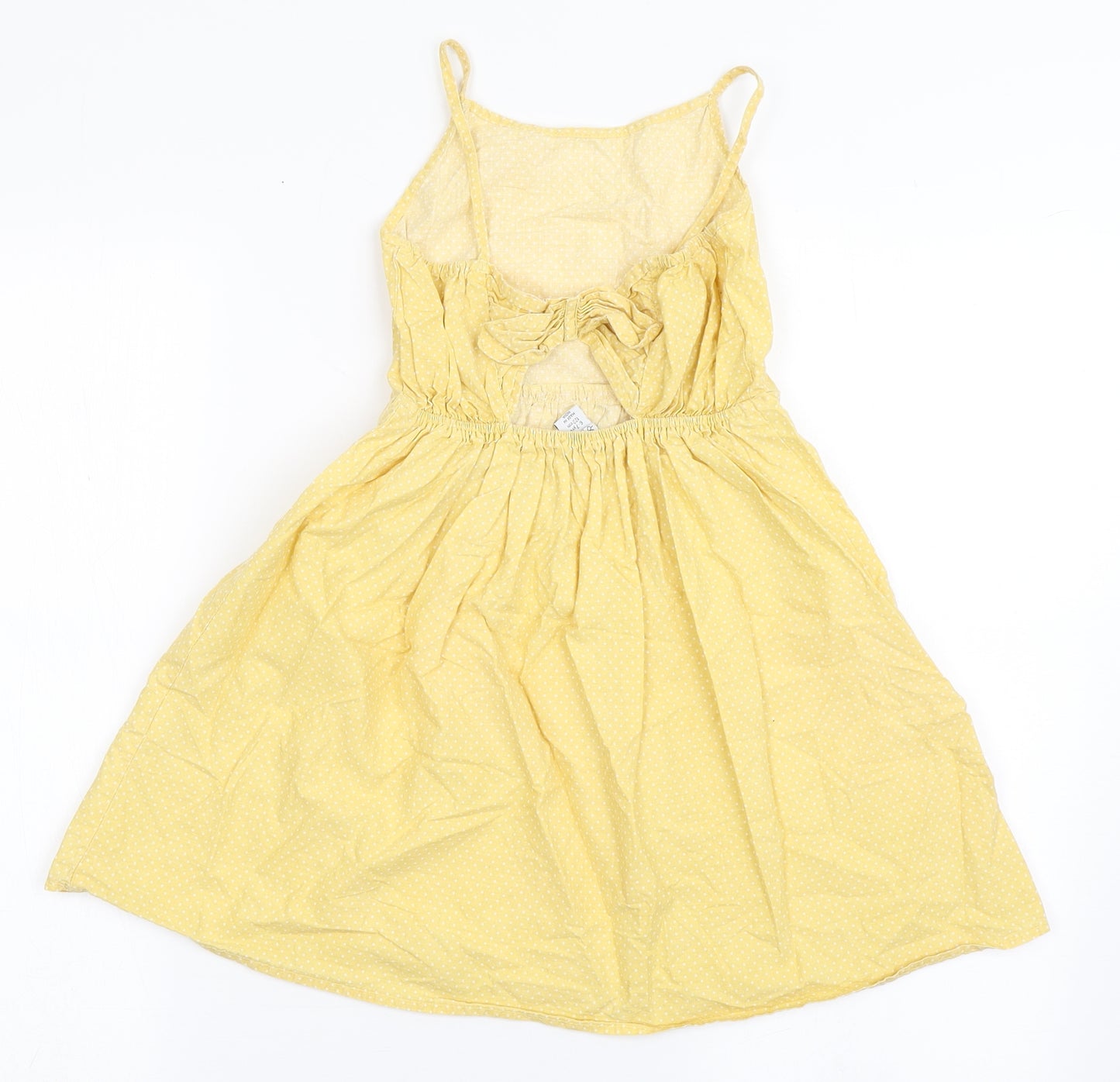 Primark Girls Yellow Polka Dot 100% Cotton Fit & Flare  Size 6-7 Years  Round Neck Pullover