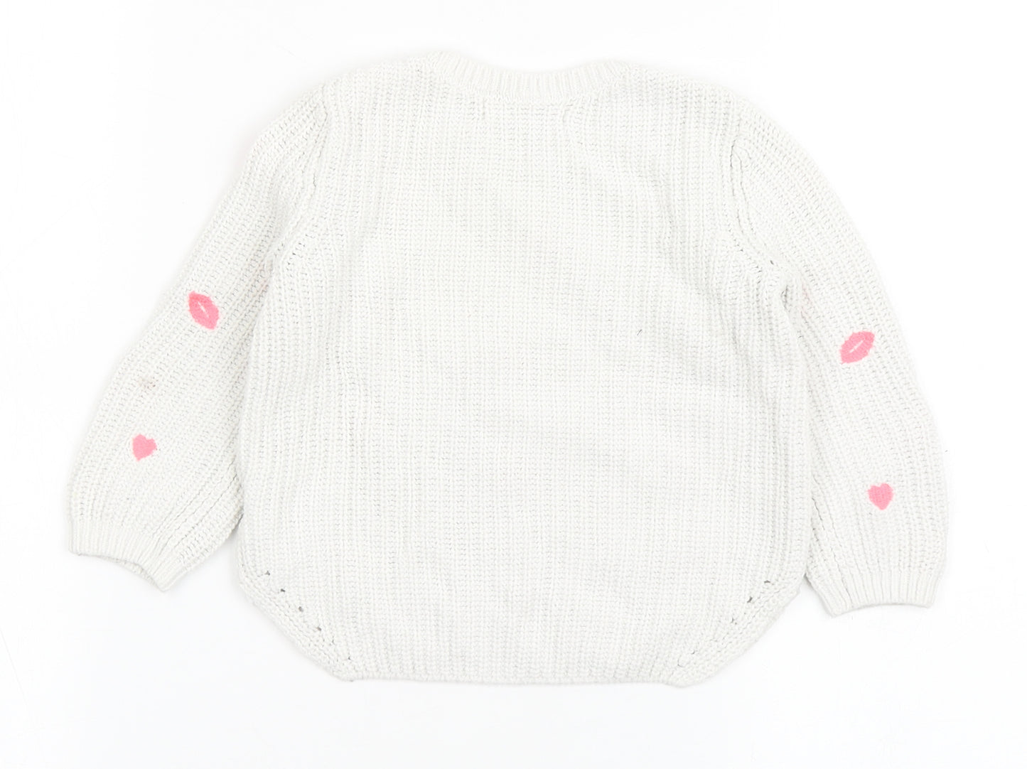H&M Girls Ivory  Cotton Pullover Jumper Size 18-24 Months  Pullover - Love Hearts