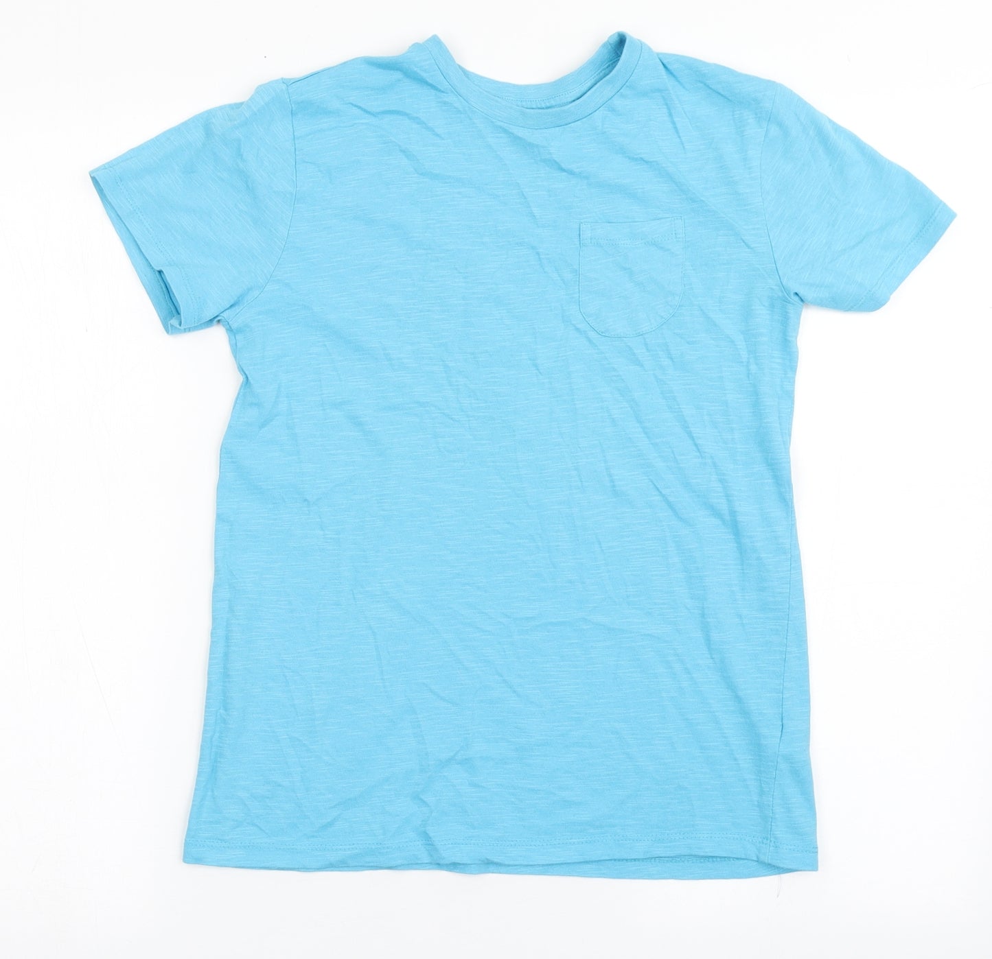 Dunnes Stores Boys Blue  100% Cotton Basic T-Shirt Size 10-11 Years Round Neck Pullover