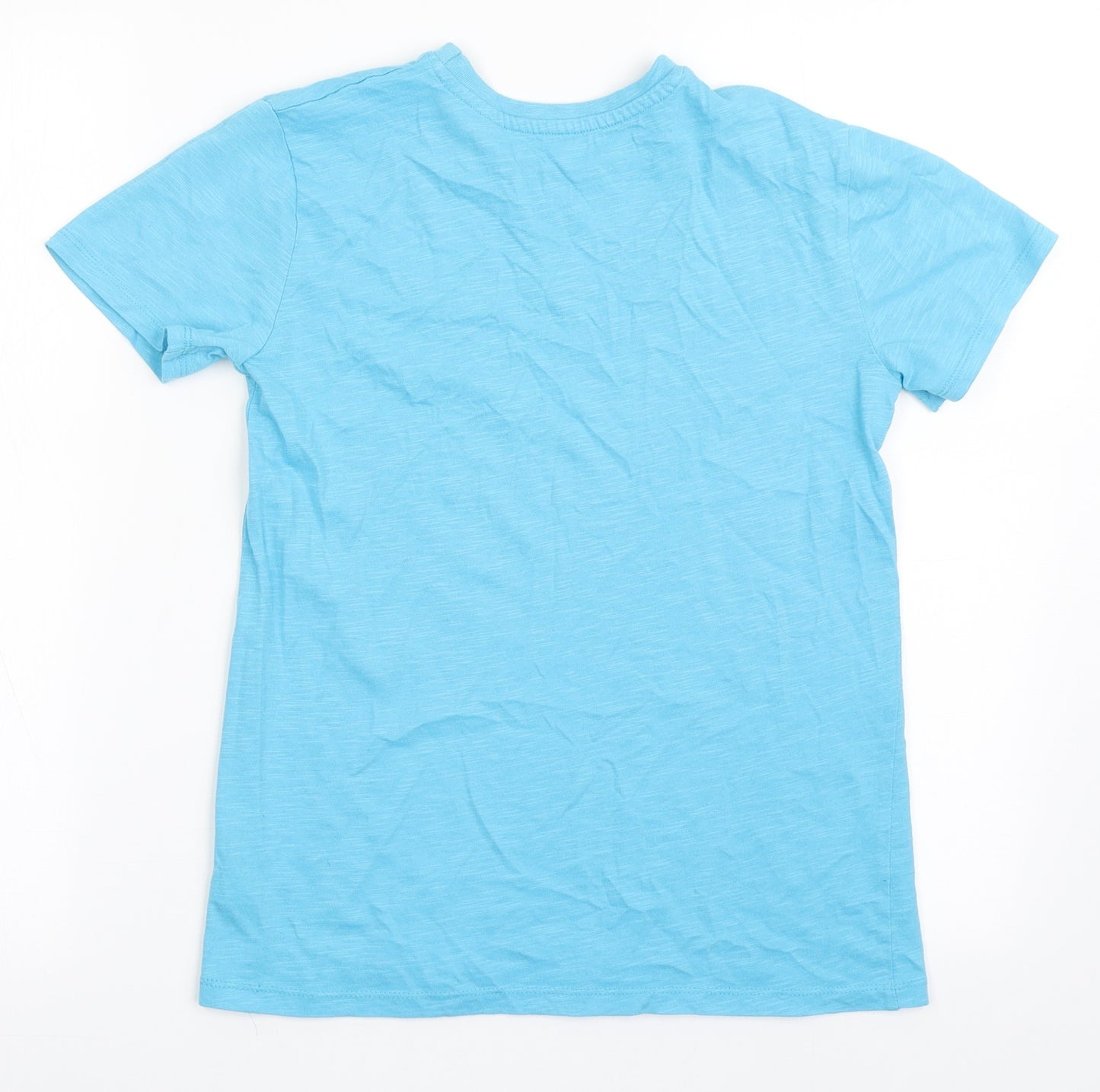 Dunnes Stores Boys Blue  100% Cotton Basic T-Shirt Size 10-11 Years Round Neck Pullover