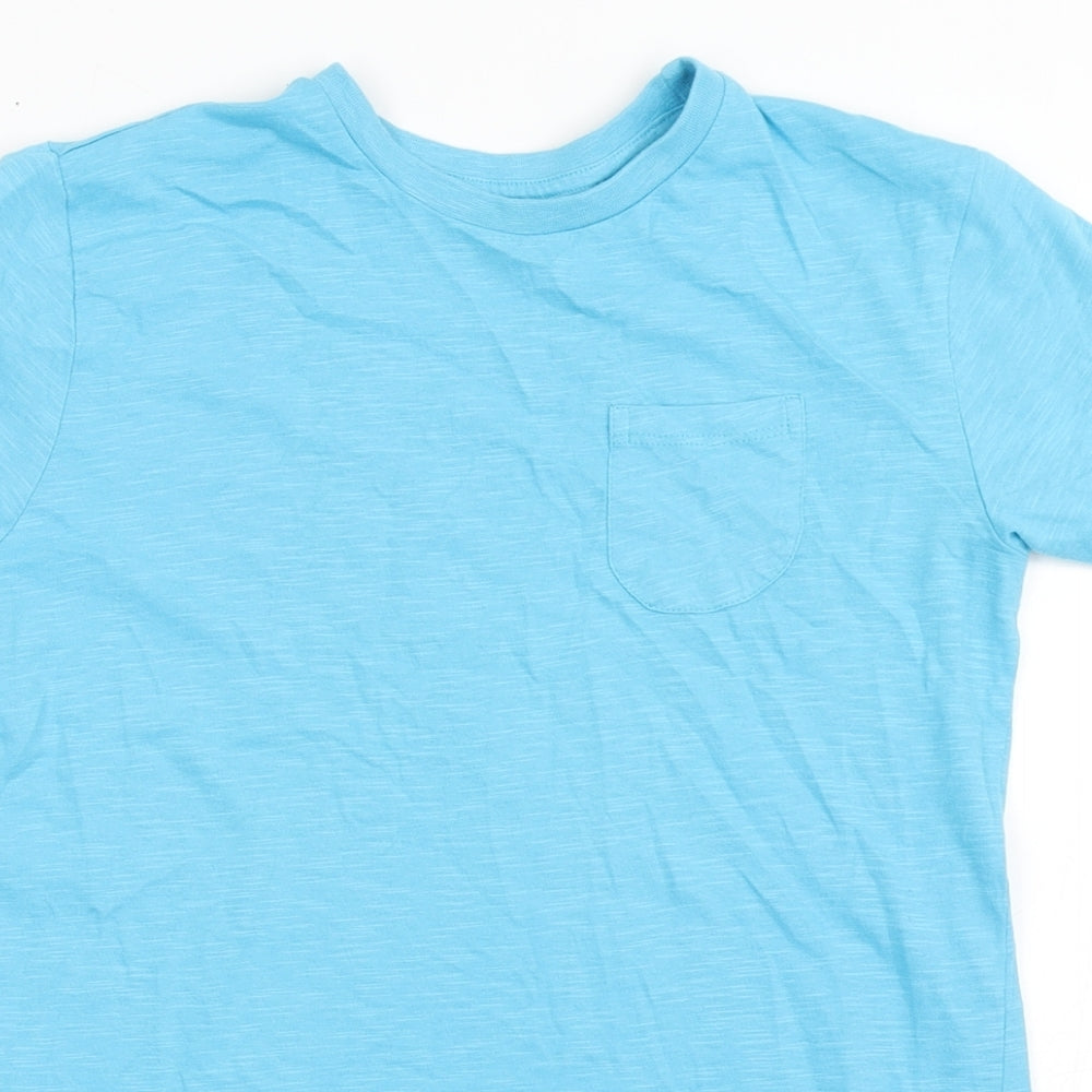 Dunnes Stores Boys Blue  100% Cotton Basic T-Shirt Size 10-11 Years Round Neck Pullover
