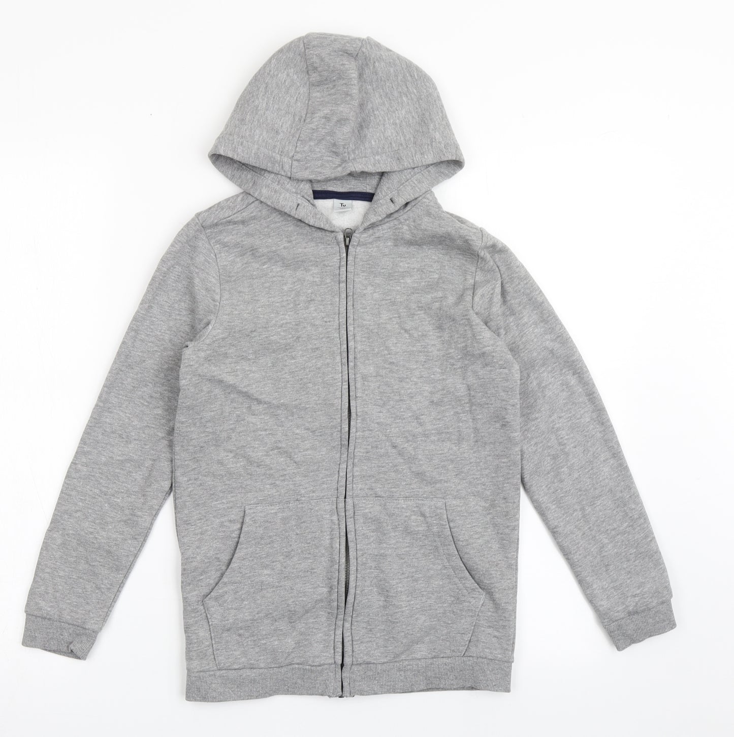 TU Boys Grey  Cotton Full Zip Hoodie Size 10 Years  Zip