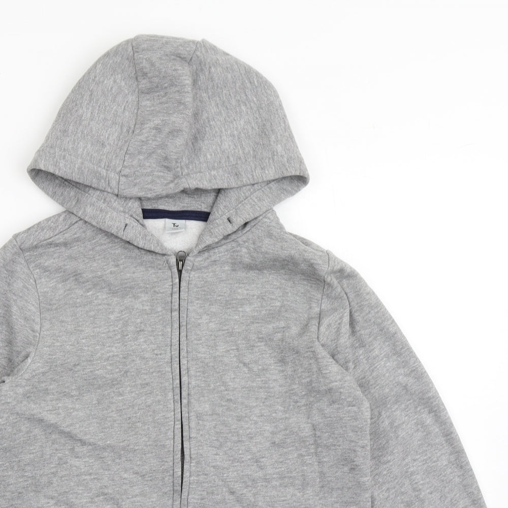 TU Boys Grey  Cotton Full Zip Hoodie Size 10 Years  Zip