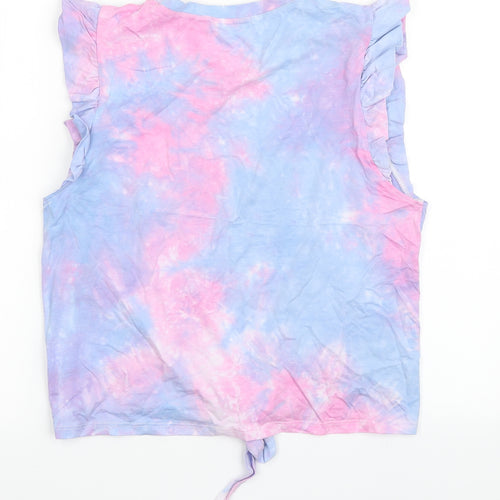 CC Fashion Girls Purple  Cotton Basic T-Shirt Size L Round Neck Push Lock - Tie Dye