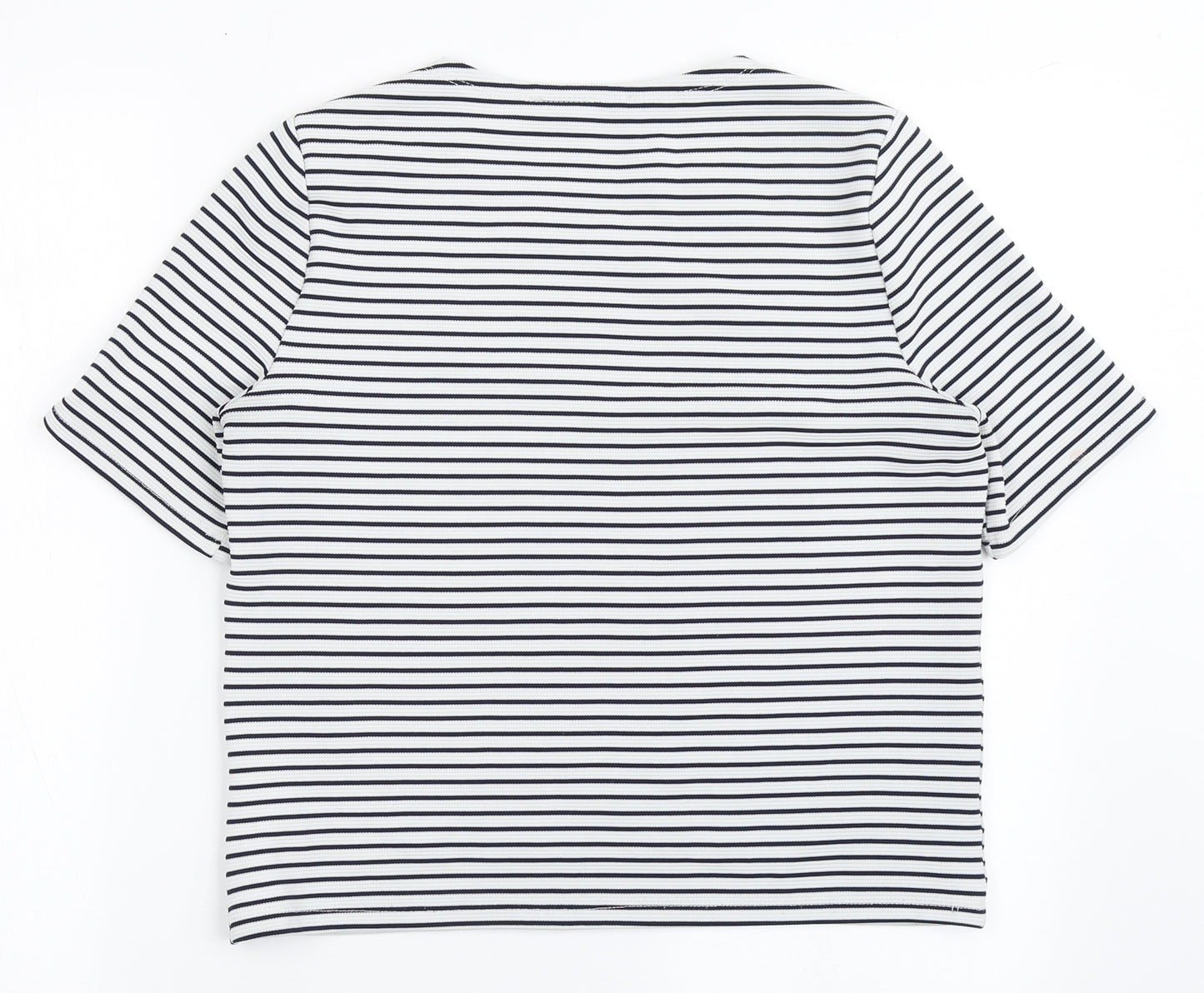Atmosphere Womens Blue Striped Polyester Basic T-Shirt Size 10 Round Neck