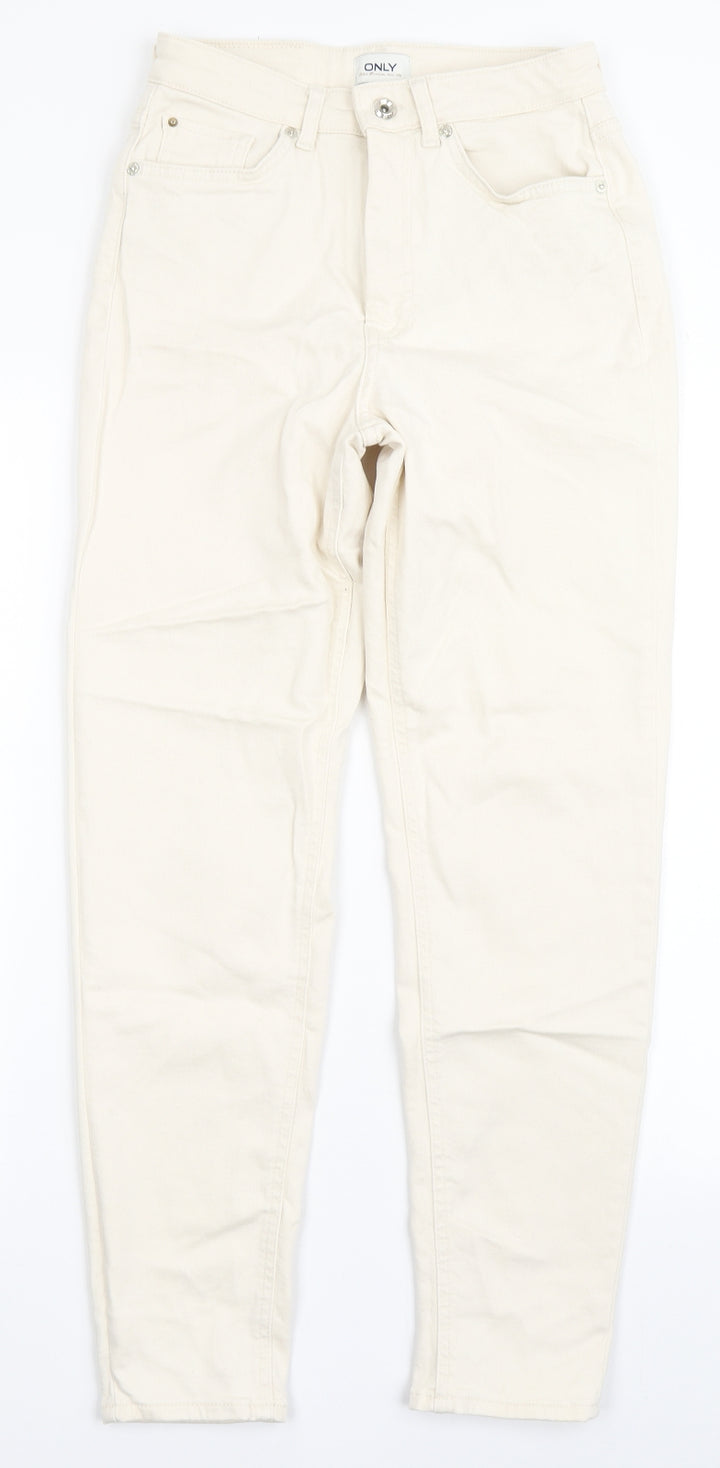 Only Womens Ivory Cotton Skinny Jeans Size S L27.5 in Regular Button