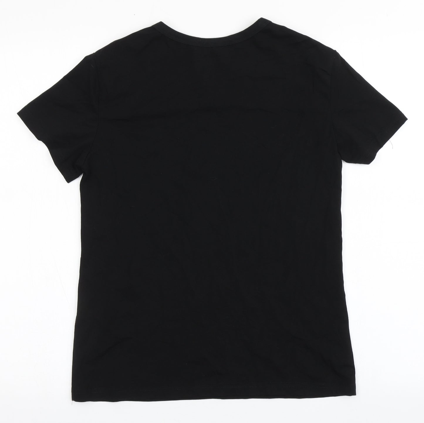 SheIn Womens Black  Cotton Basic T-Shirt Size S Round Neck - Too tired to function
