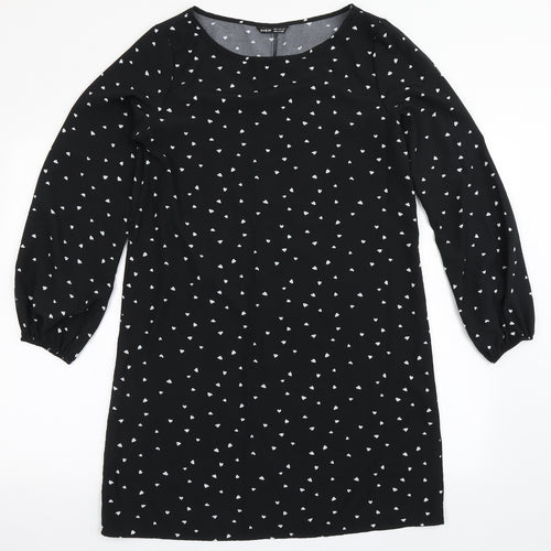 SheIn Womens Black  Polyester Shift  Size M  Round Neck Pullover - Love Hearts