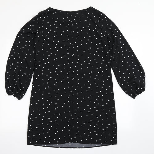 SheIn Womens Black  Polyester Shift  Size M  Round Neck Pullover - Love Hearts