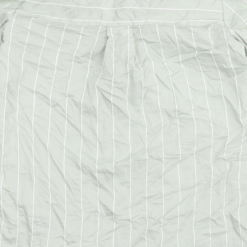 New Look Womens Green Striped Viscose Basic Blouse Size 6 Collared