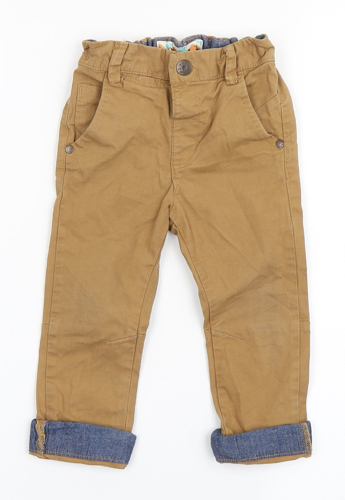 NEXT Boys Brown  Cotton Cargo Trousers Size 18-24 Months  Button