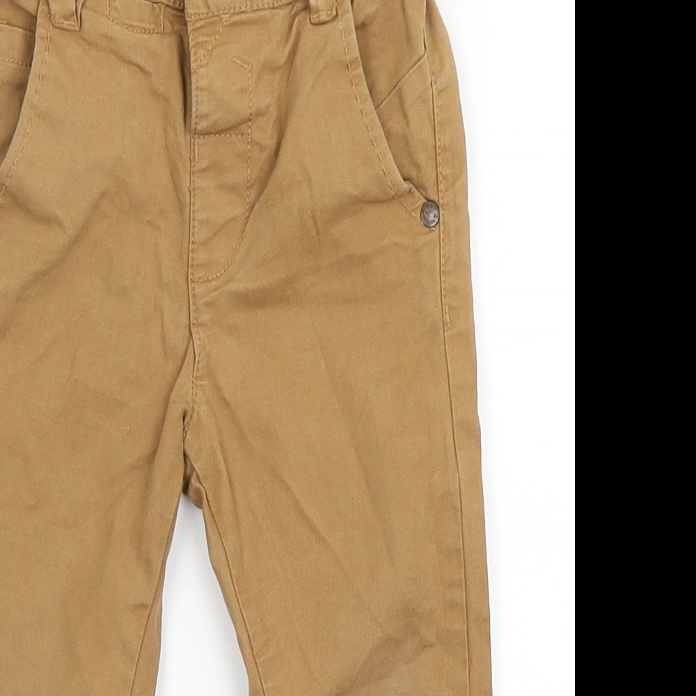 NEXT Boys Brown  Cotton Cargo Trousers Size 18-24 Months  Button