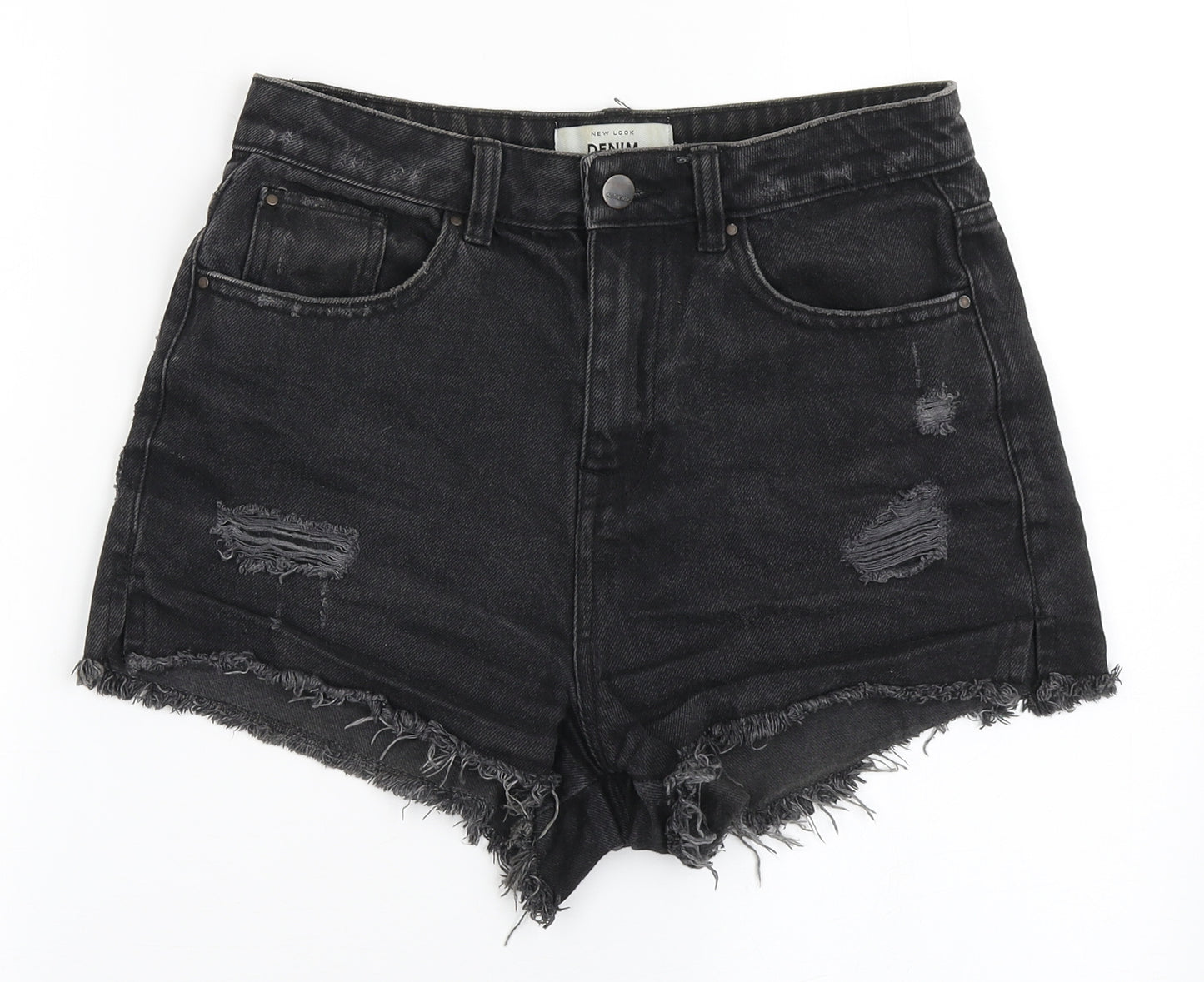 New Look Womens Black  100% Cotton Hot Pants Shorts Size 10  Regular Button