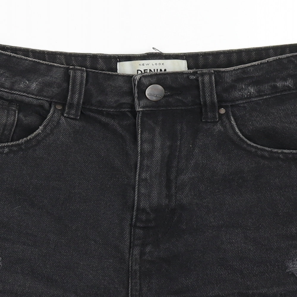 New Look Womens Black  100% Cotton Hot Pants Shorts Size 10  Regular Button