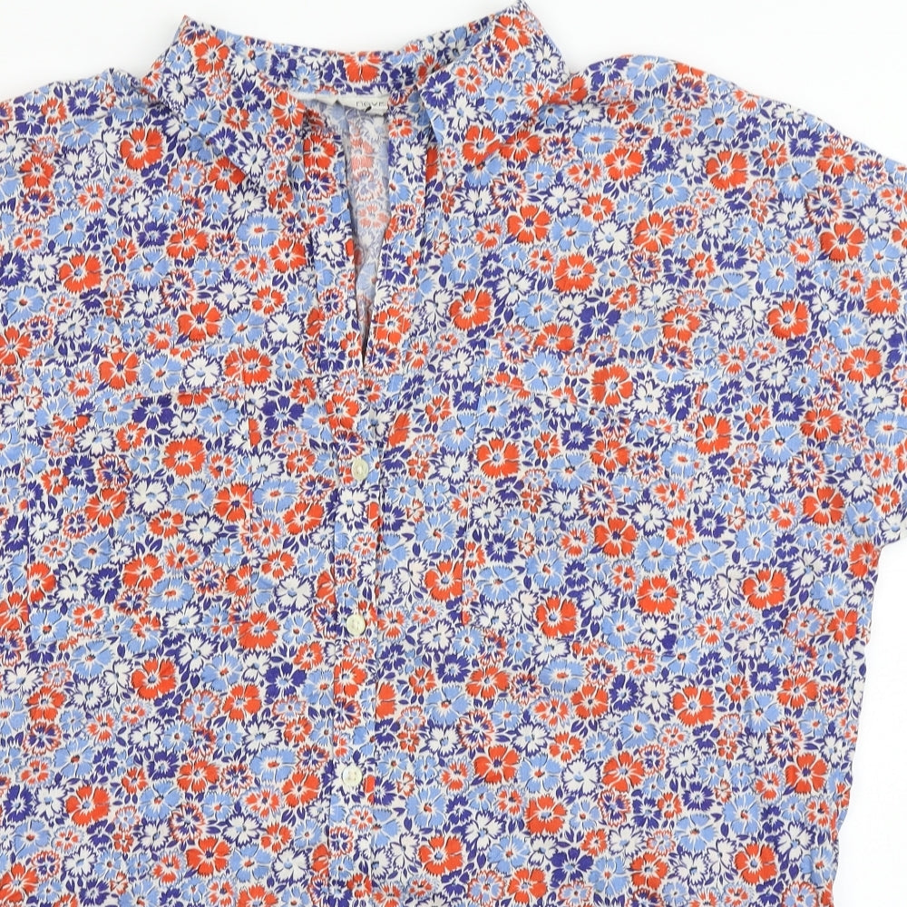 NEXT Womens Multicoloured Floral 100% Cotton Basic Blouse Size M Collared
