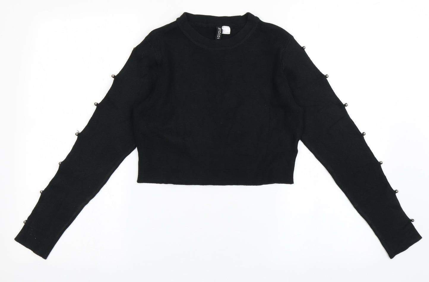 Divided by H&M Womens Black Round Neck  Acrylic Pullover Jumper Size M   - Cropped