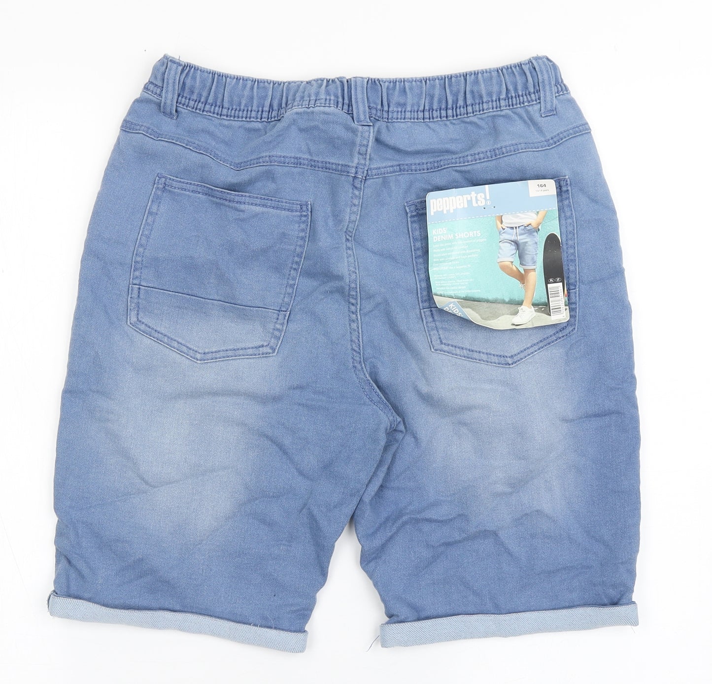 Pepperts Boys Blue  Cotton Bermuda Shorts Size 13-14 Years  Regular Drawstring