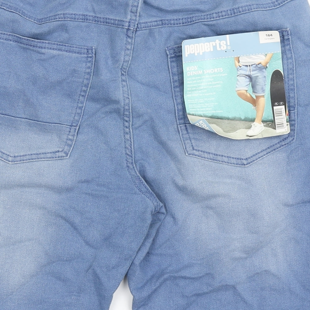 Pepperts Boys Blue  Cotton Bermuda Shorts Size 13-14 Years  Regular Drawstring
