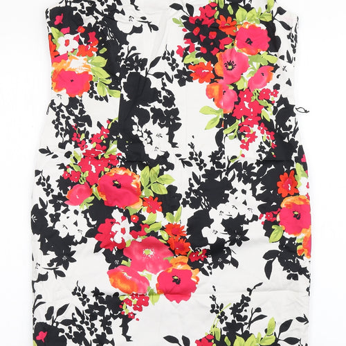 Precis Womens Black Floral Cotton Shift Size 12 Round Neck Zip – Preworn
