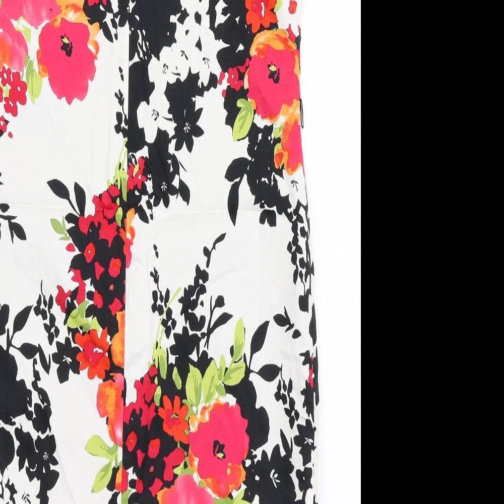 Precis Womens Black Floral Cotton Shift  Size 12  Round Neck Zip