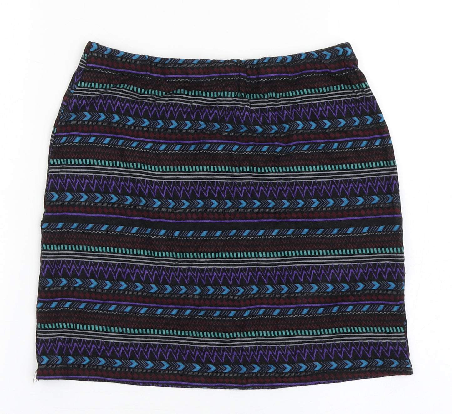 New Look Womens Black Geometric Viscose A-Line Skirt Size 12  Regular Pull On