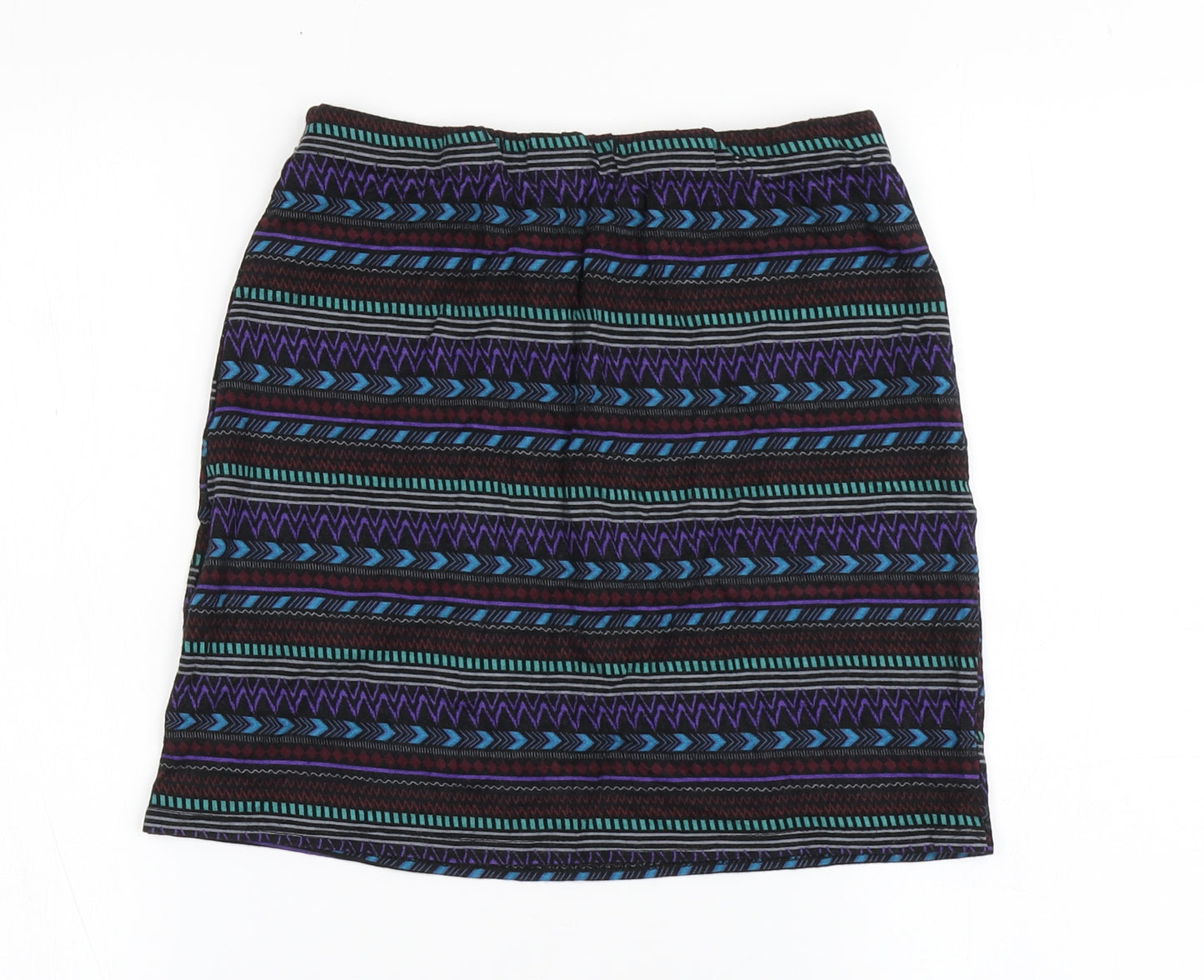 New Look Womens Black Geometric Viscose A-Line Skirt Size 12  Regular Pull On
